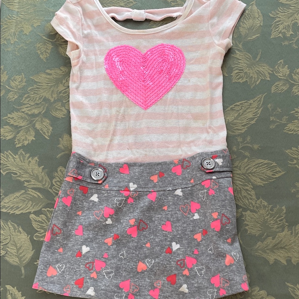 Pink Heart Kids Casual Dress
